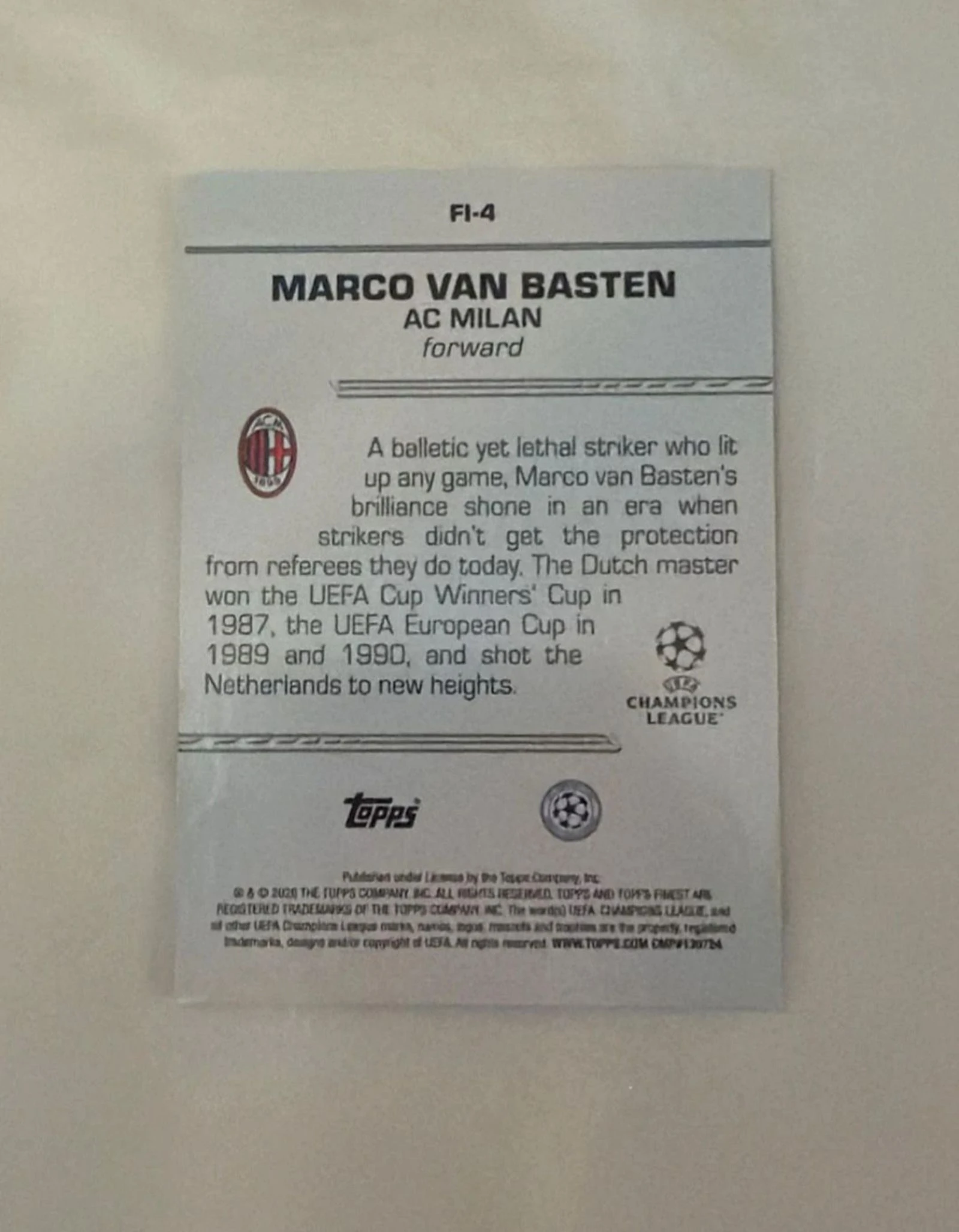 Marco Van Basten Silver Idols Topps Finest 25/26p – photo 2